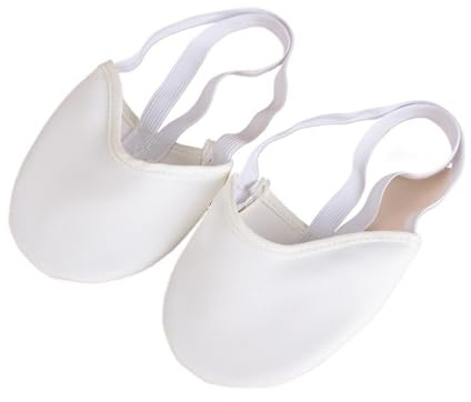 EFRJUWI Zapatillas de gimnasia rítmica profesionales suaves con puntera for niñas, estilo ballet forro algodón para letras, modernos(White,XS(32-33))
