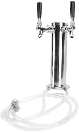 Asixxsix Tour de Tirage à Bière Double, Bec Verseur en Acier Inoxydable avec Contrôle Précis du Débit, Installation Facile, Esthétique Cylindrique, pour Tirage à Bière (SILVER)