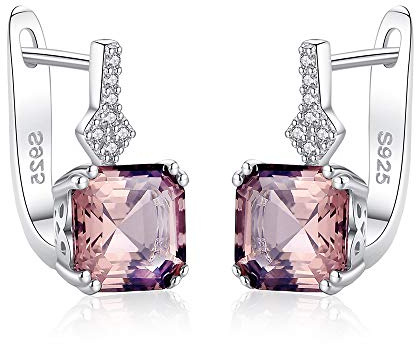 Tanduaji Kristalle Ohrringe Silber 925 Morganit,U Ohrring Quadratische Form,Modeschmuck für Fraue