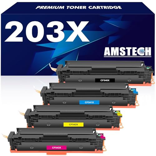 4er-Pack Kompatibel 203X 203A Tonerkartusche als Ersatz für HP M281fdw Toner Color Laserjet Pro MFP M254dw M281fdn M281cdw M280nw M254nw M254dn M281 M254 M280 CF540X CF540A - Schwarz Cyan Gelb Magenta