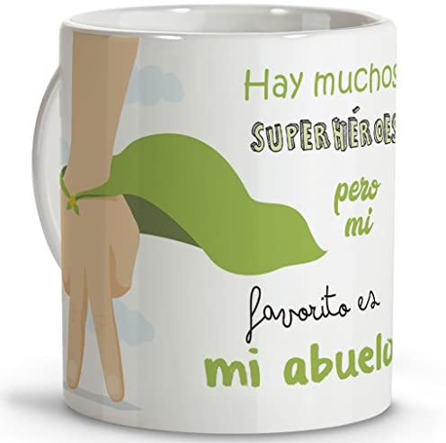 LolaPix Taza Mejor Abuelo. Taza Abuelo. Tazas Desayuno Originales. Cerámica 330 ml. Regalos con Frases. Día del Padre