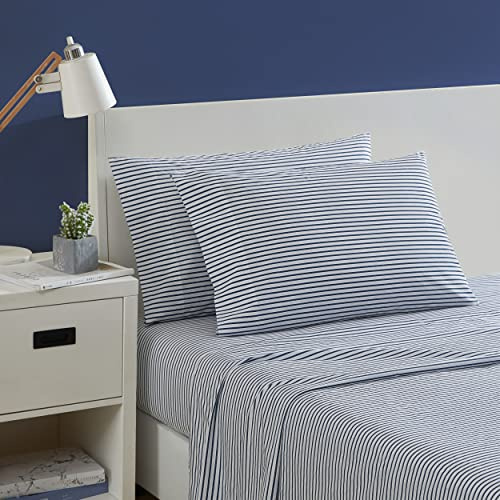 Nautica - Twin XL Sheets, Cotton Percale Bedding Set, Casual Home Decor, Dorm Room Essentials (Harmead Navy, Twin XL)