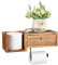 BTSKY Holz Toilettenpapierhalter mit Ablage und Schublade, spülbarer Tücherspender, Wandmontage - EM0886