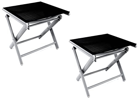 Mojawo® 2'er Set Garten - Fußhocker - zusammenklappbar - Klapphocker - witterungsbeständiges Aluminium - wetterfeste Gartenmöbel