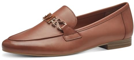 MARCO TOZZI by Guido Maria Kretschmer Damen Loafer mit Absatz aus Leder Elegant, Braun (Cognac Nappa), 38 EU
