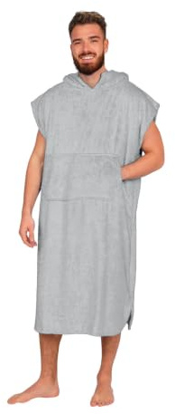 Adore Men's Cotton Hooded Changing Robe Silver L/XL Poncho Towel