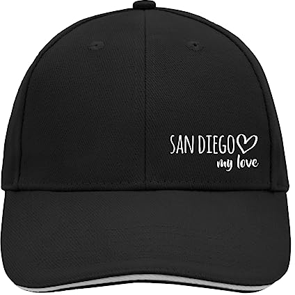 Huuraa Cappy Mütze San Diego My Love Unisex Kappe Größe Black/Light Grey für alle Fans von San Diego USA Geschenk Idee für Freunde und Familie