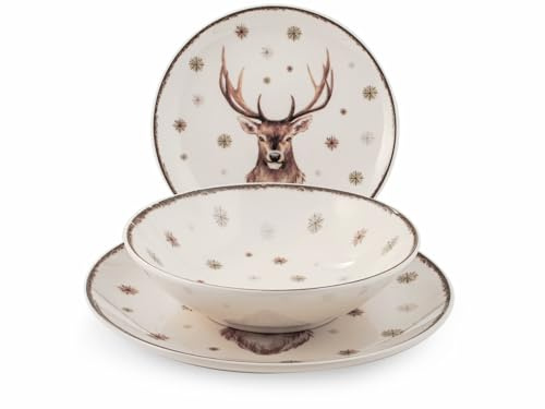 H&H Servizio Tavola Natalizio 18 Pezzi Highlands