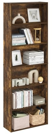 Furinno Jaya Simply Home Librería Abierta de Almacenamiento de 6 Niveles, Pino Ámbar