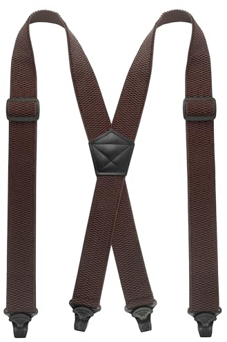 JEMYGINS Tirantes para hombre tipo X, longitud ajustable con hebillas de plástico robustas, marrón, M