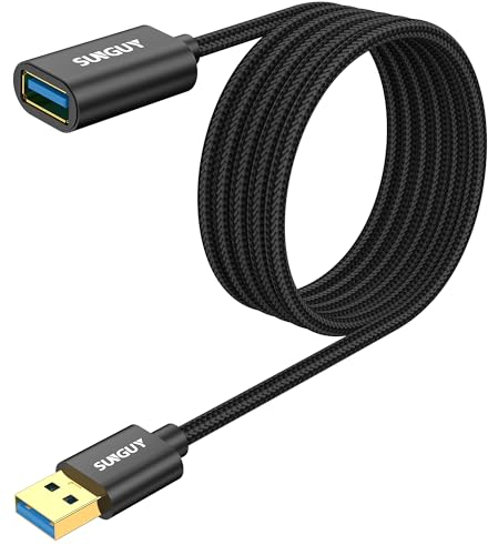 SUNGUY USB Verlängerung Kabel, 3M USB 3.0 Verlängerungskabel 5Gbps Superschnelle, USB A Stecker auf A Buchse Verlängerung für Kartenlesegerät,Tastatur, Drucker, Scanner, Kamera usw - Schwarz