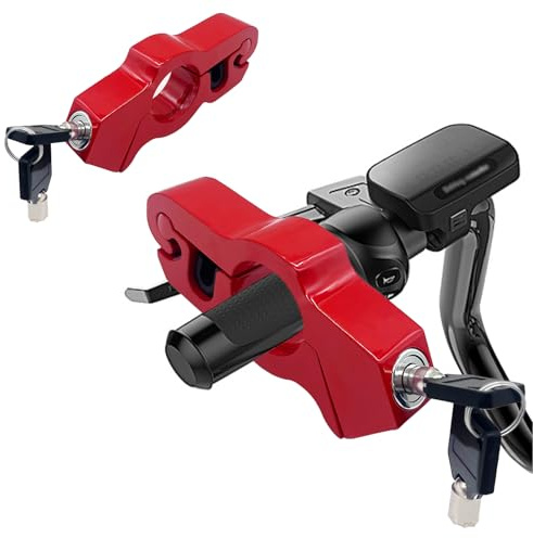 XQMMGO Candado de motocicleta, antirrobo, bloqueo de motocicleta de alta seguridad, protección antirrobo de bicicleta, Dirt Bike, cerradura e scooter, palanca de freno de motocicleta (rojo), rojo