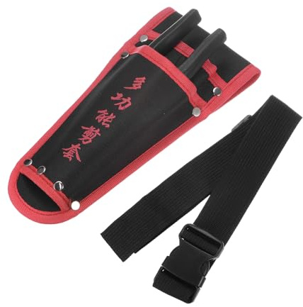 M METERXITY Garden Pruner Sheath, Portable Non-Slip Canvas Pruning Shears Sheath Plier Holder W Belt, Garden Scissors Case for Hand Pruner/Garden Shears/Clippers [Red-Black]