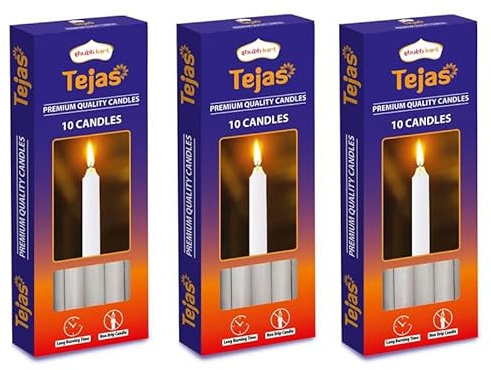 Shubhkart Tejas ljus av högsta kvalitet - 10 N (förpackning med 3) | Långvarig, elegant design för heminredning och speciella tillfällen