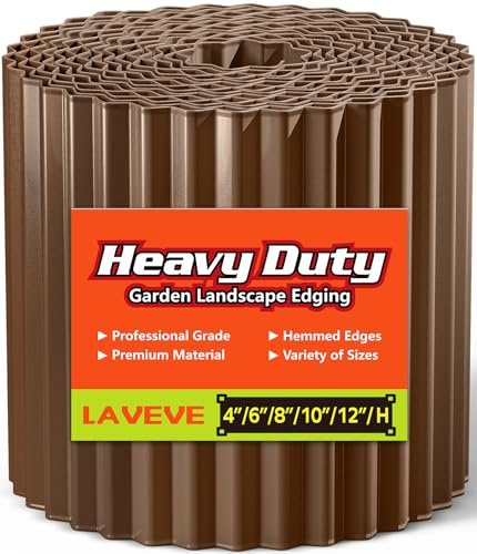 LAVEVE Corrugated Metal Garden Edging 6 x 40Ft, Landscape Edging Border for Lawn, Flower Bed, Garden Fence, Paver Edging (Coffee)