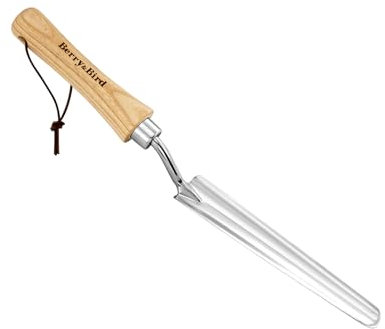 ‌Berry&Bird Stainless Steel Hand Widger Garden Trowel, Ergonomic Wood Handle and Rust-Resistant Blade, Ideal for Gardening Trowel Work Transplanting Weeding and Limited Space Gardening