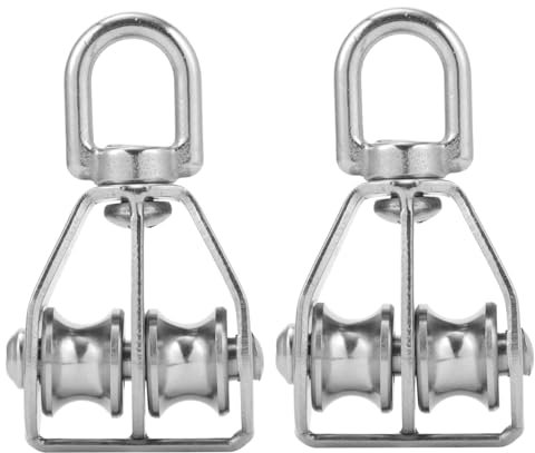 KICHOUSE 2 Stück Riemenscheibe aus Edelstahl laufrollen schwerlast Schlepprolle doppelter Flaschenzug Riemenscheiben Zubehör für Transportzubehör drehbarer Flaschenzug Edelstahl 304 Silver