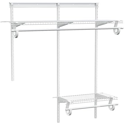PROWORX 2-4 Ft. Expandable Closet Organizer System Kit, White Custom Metal Wire Shelving, Organization and Storage Shelves Wall Mounted with Hanging Rods