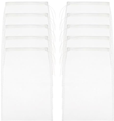 10pcs Reusable Straining Bag, Cheese Cloths Drawstring Strainer Bags Food Filter Net Bags for Yogurt Soy Oat Nut Almond Milk Straining Cold Brew Coffee Muslin Nylon Mesh (20x30cm/8x12)