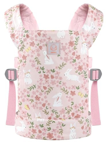 GAGAKU Baby Doll Carrier for Kids, Baby Carrier for Dolls, Reborn Baby Dolls Accessories, Doll Carriers with Adjustable Straps for Little Girls, Pink - Rabbit