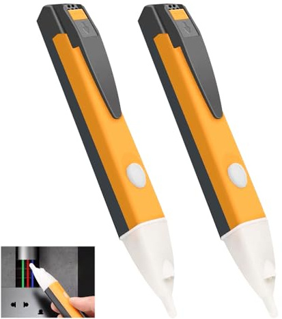 2 Pcs Voltage Tester Pen, Voltage Detector Pen Volt Stick, Electrical Tester 2 in 1 with LED Torch & Audible Tone, Non Contact Power Cable Tester for AC Voltage Detection (90V-1000V) Circuit Breakers