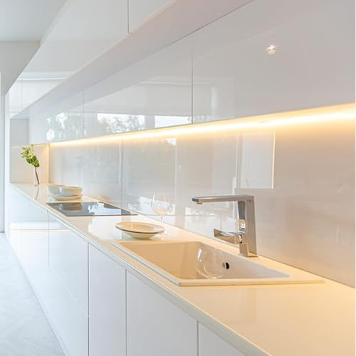 DE SANCTIS LIGHT DESIGN LED Sottopensile Cucina Barra Led Soggiorno Camera Profilo Con Sensore Dimmer Sfioramento Touch Lampada Striscia Luce Luminosa Made In Italy (Luce Fredda, 45cm Profilo Bianco)