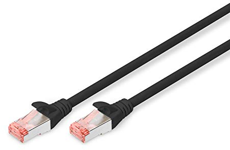 DIGITUS Cable LAN Cat 6 - 1m - Cable de red RJ45 - S/FTP Blindado - Compatible con Cat 6A y Cat 7 - Negro