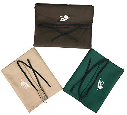 AventikINT Cotton Cloth Fishing Rod Sleeve Cover Pole Sock Glove Protector Bag Pouch with 5 Compartments (Khaki+Coffee+Green, 79cm/32inch)