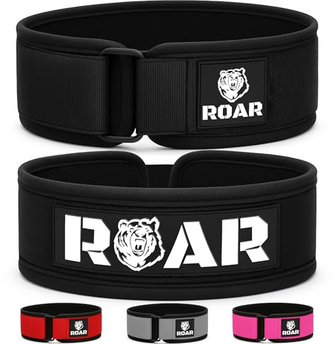 Roar® Ceinture Musculation Homme et Femme, Ceinture Lombaire Musculation, Ceinture Crossfit Homme, Ceinture de Force Musculation, Ceinture Halterophilie, Ceinture Fitness, Crossfit (Noir, XS)