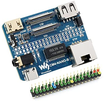 Nano Base Board (B) for Raspberry Pi Compute Module 4, Same Size as CM4, with Standard CM4 Socket, Raspberry Pi 40PIN GPIO, Gigabit Ethernet, USB2.0, DSI, CSI, HDMI, 3.5mm Audio Jack etc.