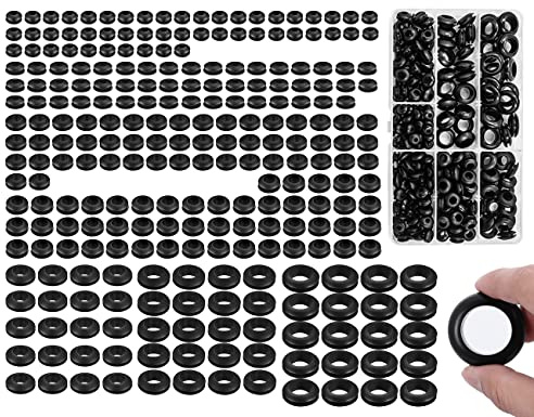 ZoeTekway 260 Pièces Anneaux d'Etanchéité en Caoutchouc pour Câble, 7 Tailles, Noir