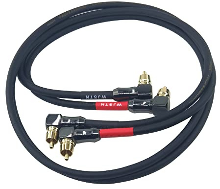 WJSTN-061 högervinkel RCA till höger vinkel RCA-kabel hane-till-hane RCA ljudkabel 2-pack (3FT)