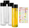LSYYSL Quatre bouteilles de jus cylindriques en plastique transparent de 500 ml, un autocollant de fruits, bouteille de milkshake réutilisable, adaptée pour stocker du thé, des jus de fruits et des