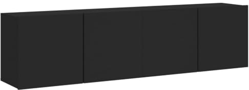vidaXL TV Wandschrank 2 STK., TV Schrank mit viel Stauraum, Wandmontage Fernsehschrank Regal, Hängeschrank TV Möbel Ständer, Modern, Schwarz