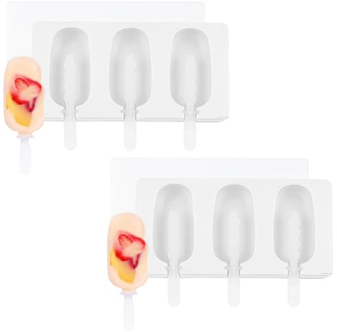 2 Pièces Moule à Crème Glace, Moule a Glace Sans BPA, Réutilisable Moule à Glace, Moule à Glace, Moule à Glace en Silicone, Popsicle Moule pour Crèmes Glacées Sorbets DIY, Blanc