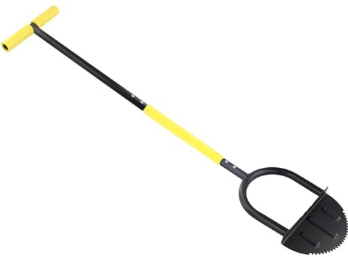 Cortabordes de césped con dientes de sierra, Cuchillo de mango largo para bordes de césped, Cortabordes semicircular con ajuste de altura, Herramienta de jardinería para el cuidado preciso de los bord