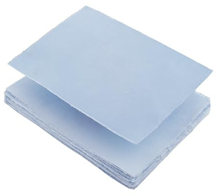 Wanderings Papier artisanal bleu A5 à bords frangés, 50 feuilles 15 x 21 cm, coton recyclé pressé à froid 150 GSM pour aquarelle, écriture, impression et cartes
