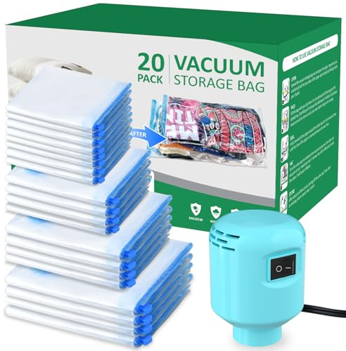 Vakuumbeutel Für Kleidung 20 Pack Vakuumbeutel Für Bettdecken 20er Pack(4Jumbo/4groß/4mittel/4klein/4Rollen) Vakuumbeutel für Kleidung Bettdecken,Matratzen,Decken,Kissen,Bettwäsche
