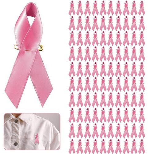 Lot De 100 Broches En Forme Ruban Rose Octobre Rose 2024 Accessoires Cancer du Sein Octobre Rose De Ruban En Satin épingles à Nourrice Pour Sensibilisation Cancer Du Sein Rose En Ruban Satiné