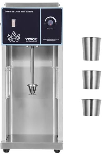 VEVOR Eiscreme-Mixer, 400 W Hochgeschwindigkeits-Eiscreme-Maschine, Mixer, Rührmaschine, 4200 U/min, stufenlose Geschwindigkeitseinstellung, Eiscreme-Shaker aus 304 Edelstahl, 3 Handbecher