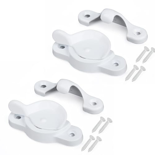 HASWARE Serratura di telaio finestra in metallo – Progettata per essere impermeabile e resistente alla ruggine, ideale per cottage, appartamenti e case in affitto (2 Pack - Bianco)