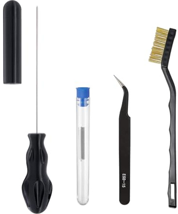 Kit de nettoyage de buse pour imprimante 3D, accessoire outil Mintion pour imprimante 3D, No CloggerΦ1,6mm x L140mm avec nettoyeur d'aiguille, aiguilles de nettoyage de buse de 0,35mm, pour toutes les