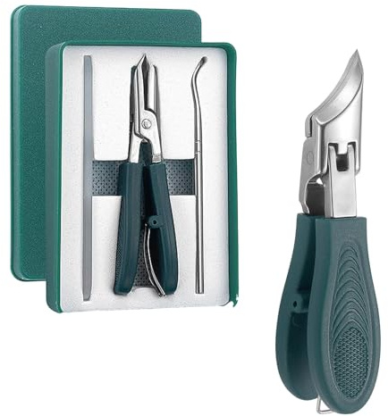 Set di tagliaunghie di precisione, in acciaio inox, bordi obliqui, strumenti professionali per la cura delle unghie, con custodia, verde