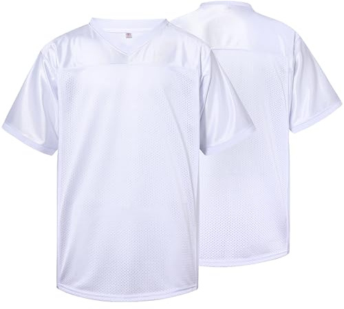 Sptuoiy Men's Blank Football Jersey Mesh Athletic Practice Football Shirts American Football Jerseys S-3XL White