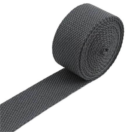 Sangle en Coton 3 mètres 50mm d'épaisseur 2mm Toile Polyester Coton Sangle étiquette Ruban Sacs Sac à Dos Ceinture Biais Bande de Liaison Bricolage Couture Artisanat(17Gray)
