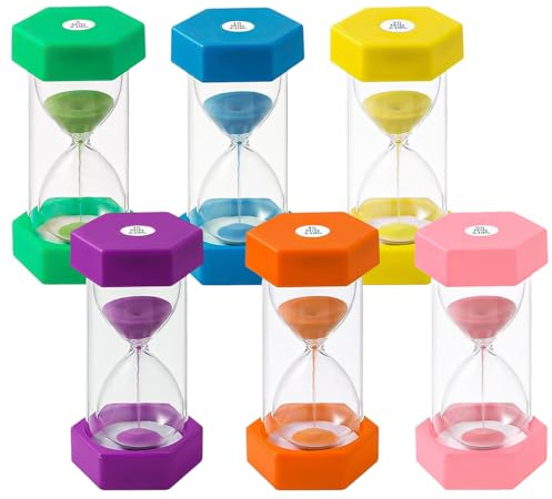 Set di 6 Clessidra Bambini in Colori Macaron, Clessidra Bambini, Colorate Clessidre Set 5/10/20/30/45/60 Minuti, Clessidre Colorato Timer Dell'orologio per Cucina, Casa, Ufficio, Classe e Giochi