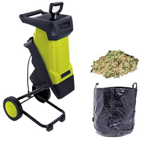 Trituradora De Hojas De 2400 W, Trituradora De Jardín De 0 A 40 Mm De Diámetro, con Cuchillas Dobles Y Bolsa Recolectora De 50 L, para Hojas Caídas, Ramas Y Restos De Jardín.,Yellow