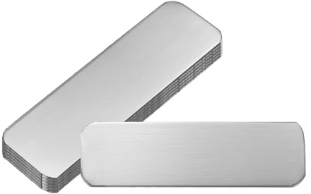 PATIKIL 6Pcs Blank Name Plates 50 x 15mm Rectangle Engraved Plate | 304 Stainless Steel Brushed Custom Laser Engraving Blank for Personalized Nameplate Home Office DIY Silver