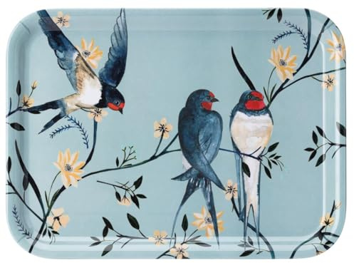 Flying Home Large Tray, Swallows & Floral Wildlife Design, Serving Tray M&W