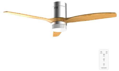Cecotec Ventilador de Techo con Luz con Mando a Distancia EnergySilence Aero 4600 Arctic Steel&Sand. Motor DC 38W, Diámetro 132cm, Lámpara LED 18W, 3 Aspas, 6 Velocidades, Temporizador 8h